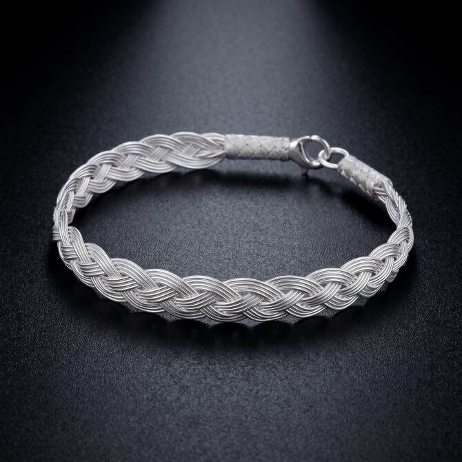 1000 K Silver White Woven Kazaziye Bracelet