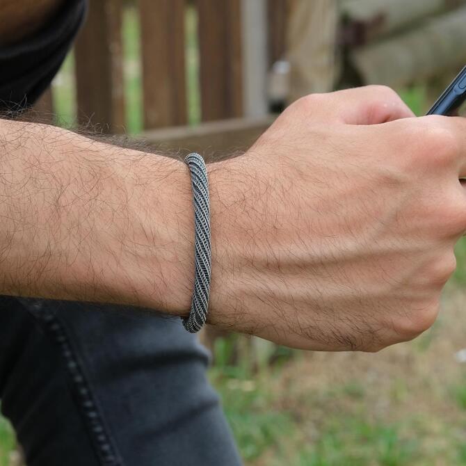 1000 Ayar Gümüş Kazaz El Örmesi Bileklik - Tesbihcibaba