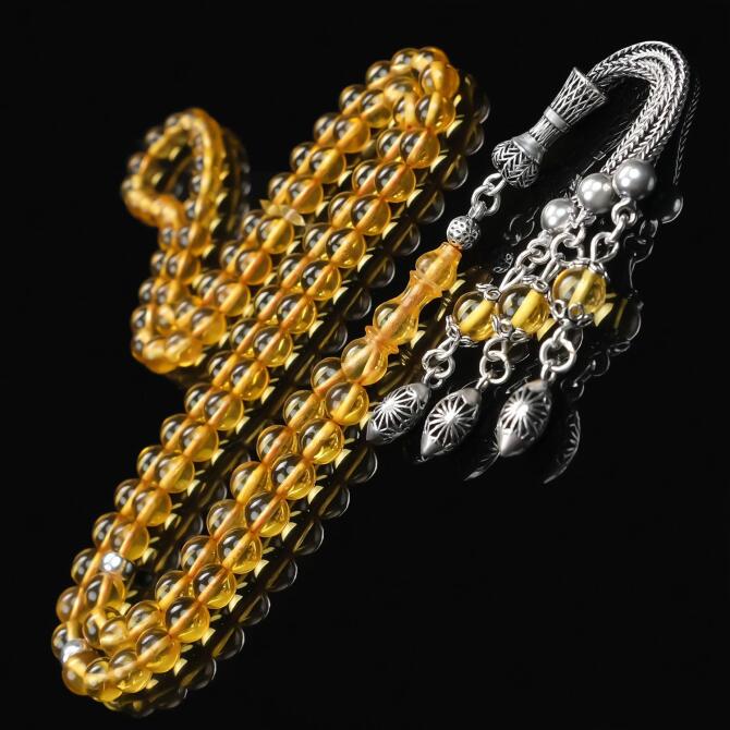 99 Habbe Sonsuz Zikir Damla Kehribar Namaz Tesbihi - Tesbihcibaba