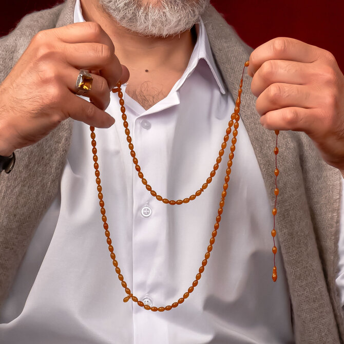 99'luk Osmanlı Kehribar Namaz Tesbihi - Tesbihcibaba