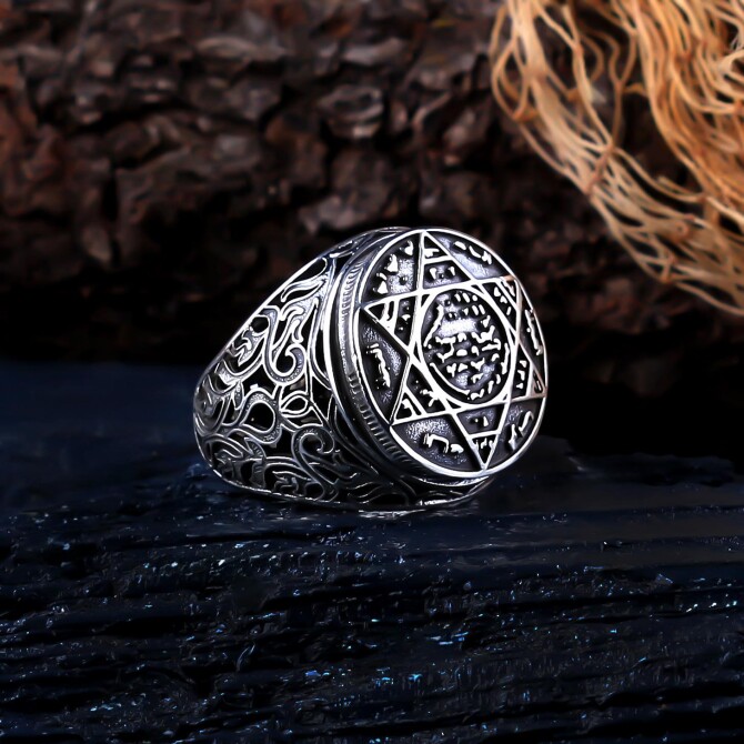Ahlat Engraving Mühr-ü Süleyman Silver Ring