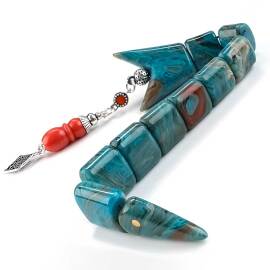 Akdeniz Mavisi Mercan Detay Sıkma Kehribar Balık Tesbih - 2