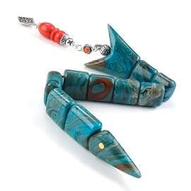 Akdeniz Mavisi Mercan Detay Sıkma Kehribar Balık Tesbih - 3