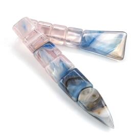 Akdeniz Mavisi Su Mozaiği Sıkma Kehribar Balık Tesbih - 2