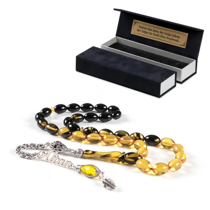 Alacalı Yapısıyla İsimli Sıkma Kehribar Tesbih - Tesbihcibaba