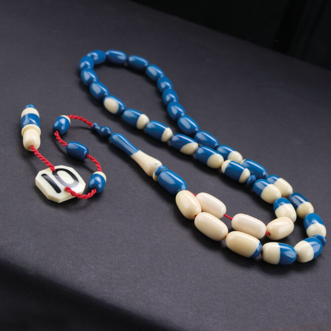 Alkan Usta İşçilik Bilardo Topundan Tesbih 10 Numara Mavi - Tesbihcibaba