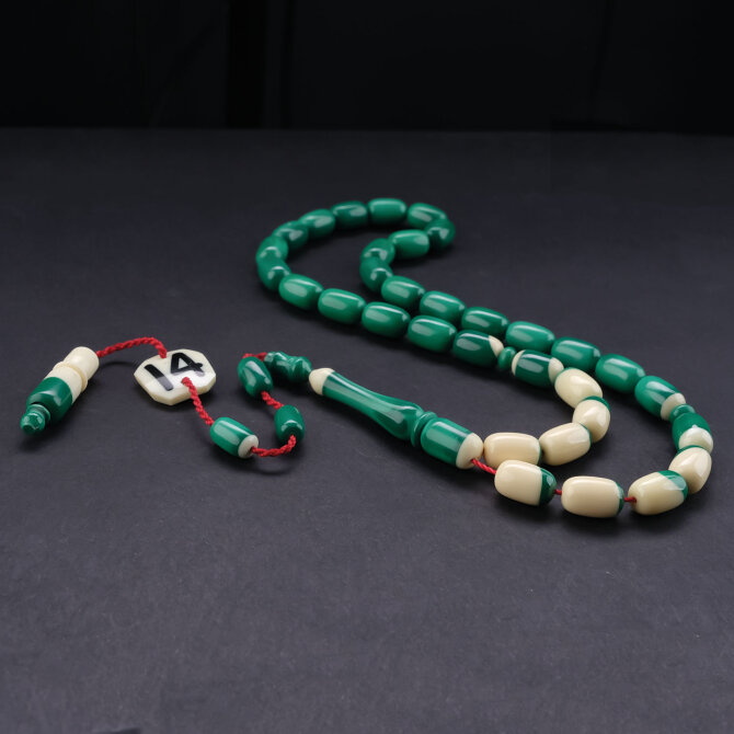 Alkan Usta İşçilik Bilardo Topundan Tesbih 14 Numara Yeşil - Tesbihcibaba