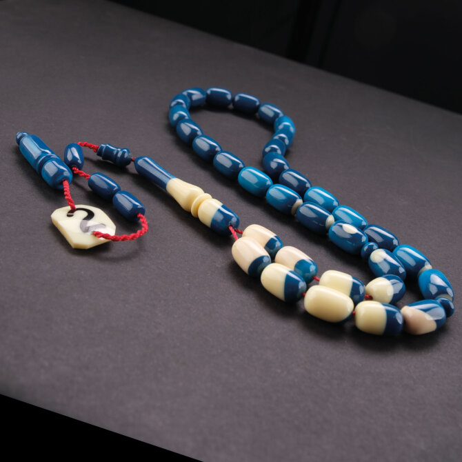 Alkan Usta İşçilik Bilardo Topundan Tesbih 2 Numara Mavi - Tesbihcibaba