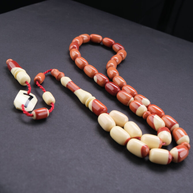 Alkan Usta İşçilik Bilardo Topundan Tesbih 7 Numara Bordo - Tesbihcibaba