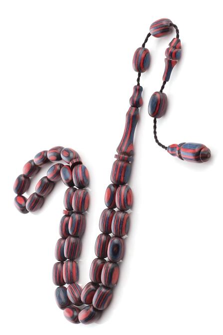 Alkan Usta İşçilik Bordo Mavi Kafur Ağacı Tesbih - Tesbihcibaba