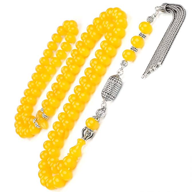 Alkan Usta İşçilikli Sıkma Kehribar Namaz Tesbih - Tesbihcibaba