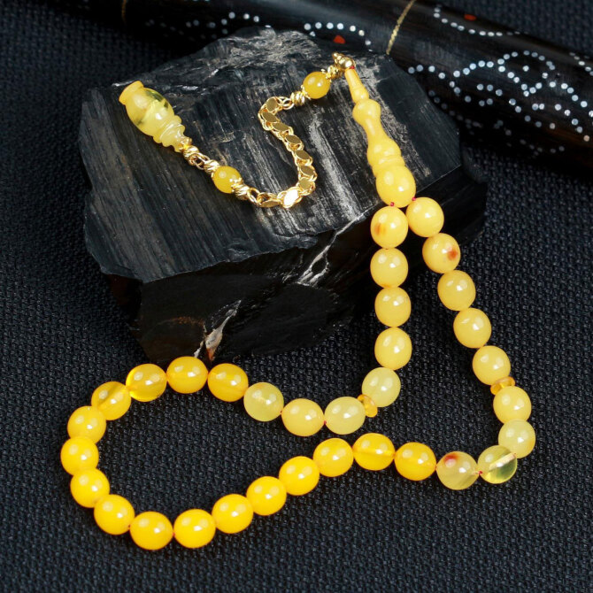 Altın Kamçı Ata Yadigarı Osmanlı Kehribar Tesbih - Tesbihcibaba