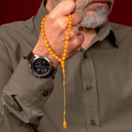 Altın Kamçı Ata Yadigarı Osmanlı Kehribar Tesbih - 1