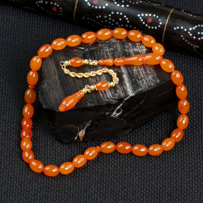 Altın Kamçı Özel Tasarım Osmanlı Kehribar Tesbih - Tesbihcibaba