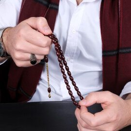 Altın Kamçı Vişne Çürüğü Osmanlı Kehribar Tesbih - 1