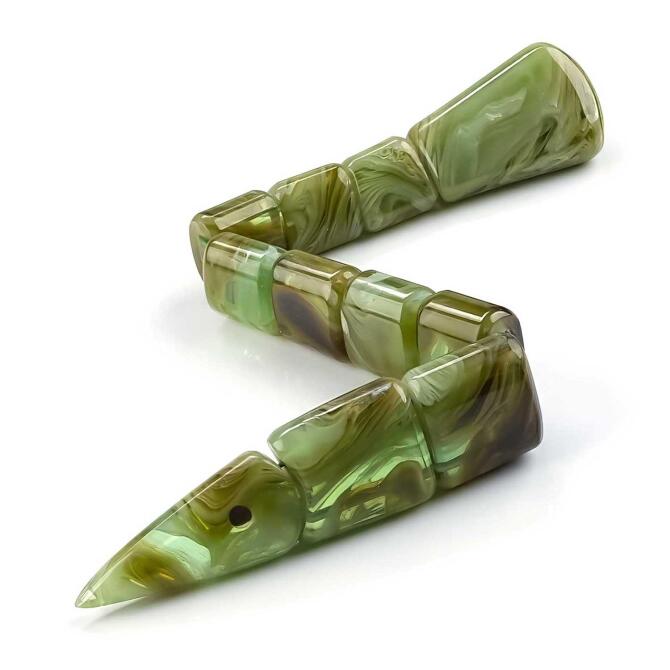 Amazon Yeşili Mozaik Sıkma Kehribar Balık Tesbih - Tesbihcibaba