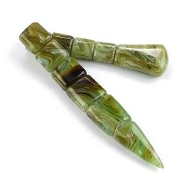 Amazon Yeşili Mozaik Sıkma Kehribar Balık Tesbih - 2