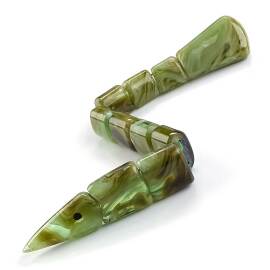 Amazon Yeşili Mozaik Sıkma Kehribar Balık Tesbih - 3