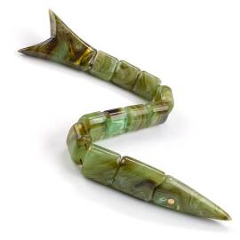 Amazon Yeşili Siyah Hareli Sıkma Kehribar Balık Tesbih - 2