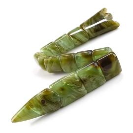 Amazon Yeşili Taraklı Mozaik Sıkma Kehribar Tesbih - 1