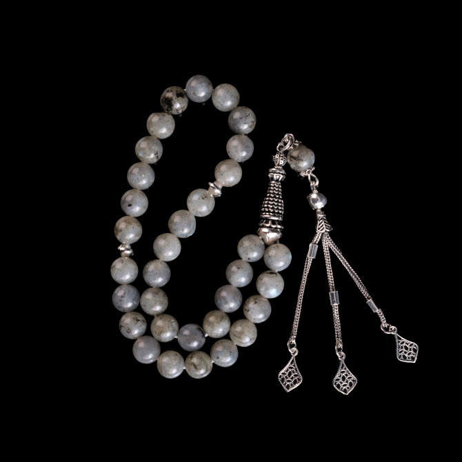 Anti Stres Taşı Labradorit Gümüş İmame Tesbih - Tesbihcibaba