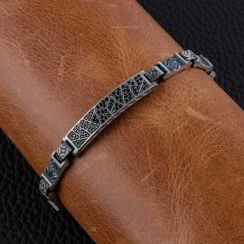 Argento Elite 'Prestige' Dark Black Erkek Gümüş Bileklik - 1