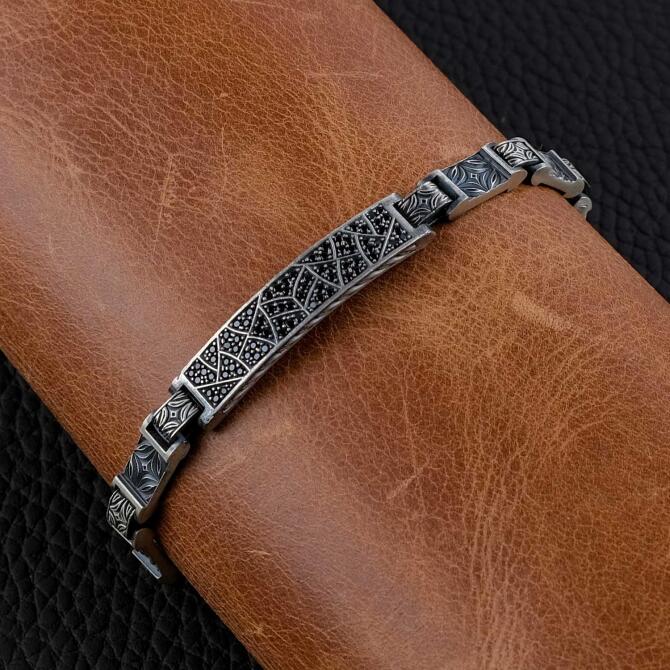 Argento Elite 'Prestige' Dark Black Erkek Gümüş Bileklik - Tesbihcibaba