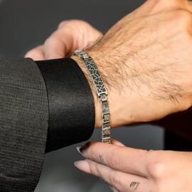 Argento Elite 'Prestige' Dark Black Erkek Gümüş Bileklik - 2