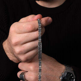 Argento Elite 'Prestige' Dark Black Erkek Gümüş Bileklik - 3