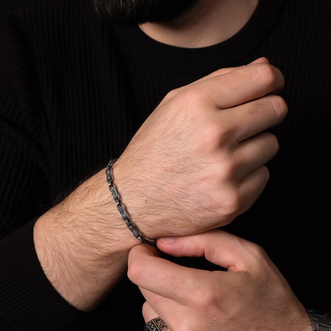 Argento Elite 'Prestige' Milenyum Ring Erkek Gümüş Bileklik - Tesbihcibaba
