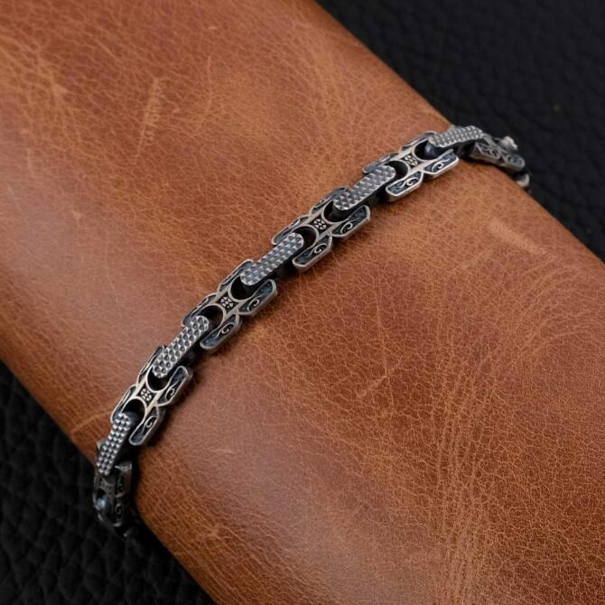 Argento Elite 'Prestige' Old Brack Erkek Gümüş Bileklik - Tesbihcibaba