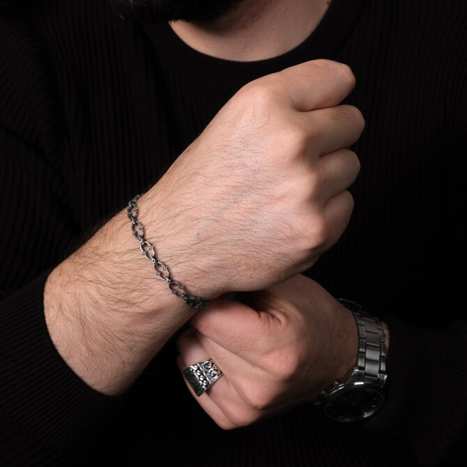 Argento Elite 'Prestige' Powerring Erkek Gümüş Bileklik - Tesbihcibaba