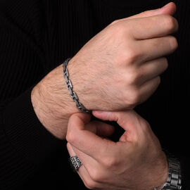 Argento Elite 'Prestige' Sailor's Knot Erkek Gümüş Bileklik - 1