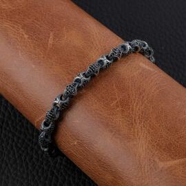 Argento Elite 'Prestige' Stone Node Erkek Gümüş Bileklik - 1