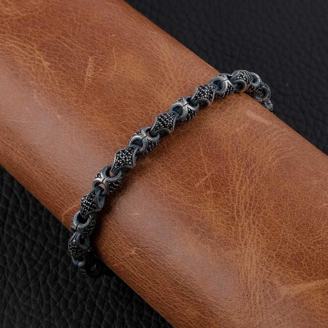 Argento Elite 'Prestige' Stone Node Erkek Gümüş Bileklik - Tesbihcibaba