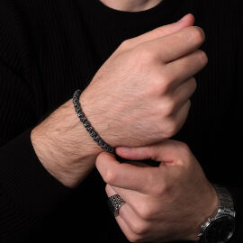 Argento Elite 'Prestige' Stone Node Erkek Gümüş Bileklik - 1