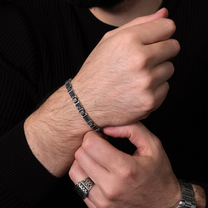 Argento Elite 'Prestige'Icon of Erkek Gümüş Bileklik - Tesbihcibaba