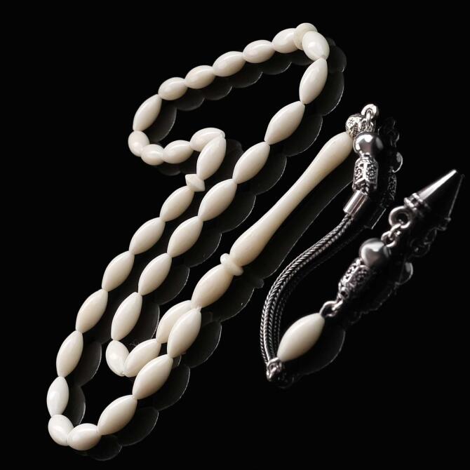 Arpa Kesim Deve Kemiği Gümüş Tasarım Tesbih - Tesbihcibaba