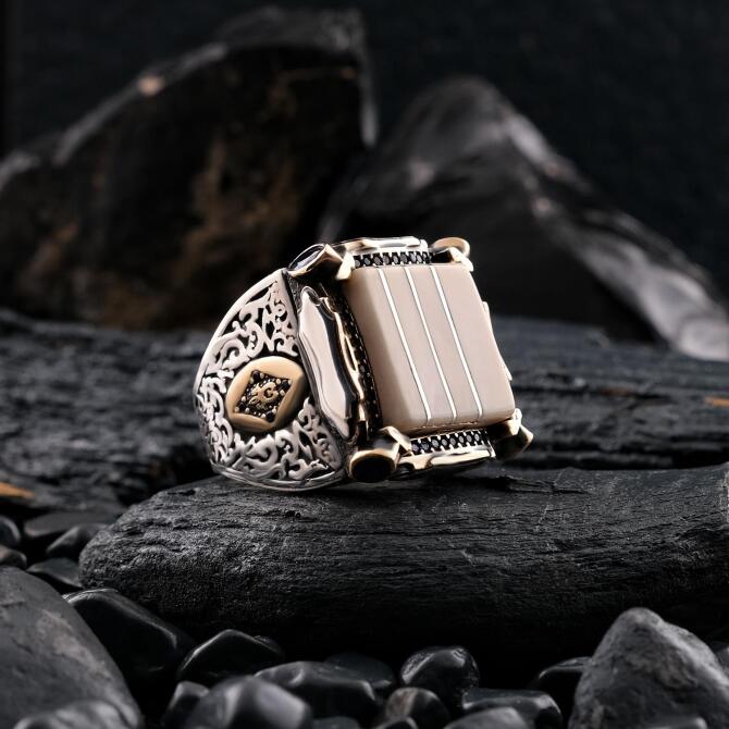 Artuklu Model Fildişi Gümüş Yüzük - Tesbihcibaba