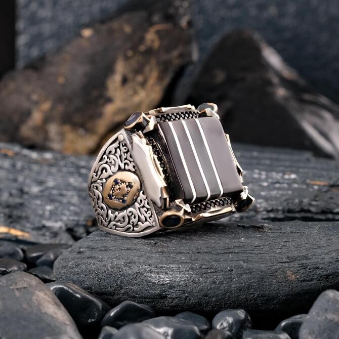 Artuklu Model Yeşil Modern Tasarım Gümüş Yüzük - Tesbihcibaba