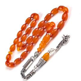 Ata Yadigarı El Boy Tuğra Tasarım Osmanlı Kehribar Tesbih - 2