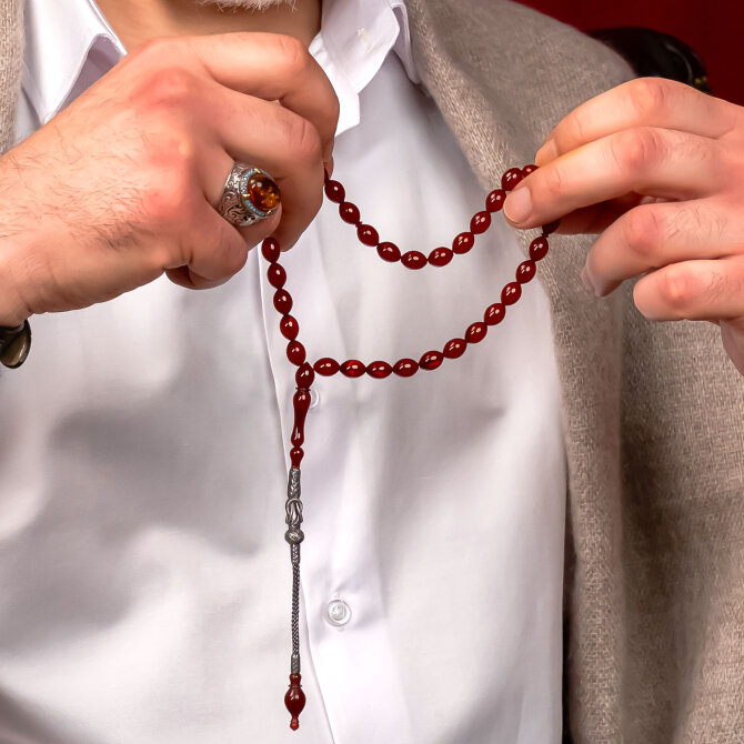 Ata Yadigari El Örmesi Kazaz Osmanlı Kehribar Tesbih - Tesbihcibaba