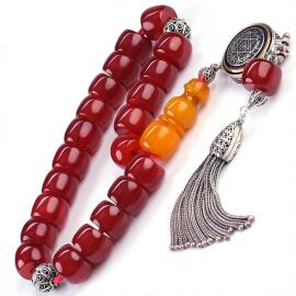 Ata Yadigari Tekerlek Kesim Osmanlı Kehribar Tesbih - 1