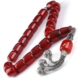 Ata Yadigarı Usta İşi Kazaz Vişne Renk Osmanlı Kehribarı Tesbih - 1