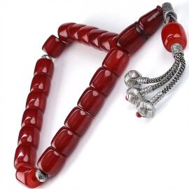 Ata Yadigarı Usta İşi Kazaz Vişne Renk Osmanlı Kehribarı Tesbih - 3