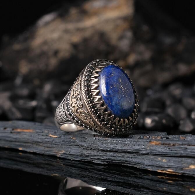 Aura Orjinal Lapis Lazuli Stone-set 925 K Certified Silver Ring