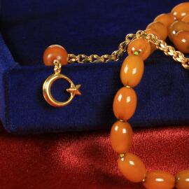 Kolyeden Traşlı Usta İşi Osmanlı Kehribar Tesbih - 9