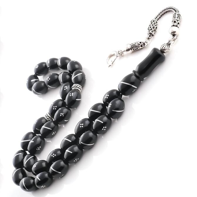 Ayyıldız Tasarım İşlemeli Gürcistan Oltu Taşı Tesbih - Tesbihcibaba