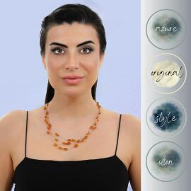 Azure Jewel 3 Sıralı Baltık Damla Kehribar Kolye -Sertifikalı - 2
