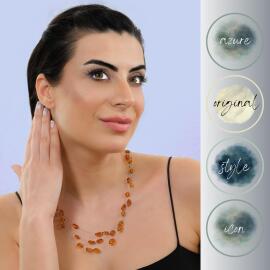 Azure Jewel 3 Sıralı Baltık Damla Kehribar Kolye -Sertifikalı - 3